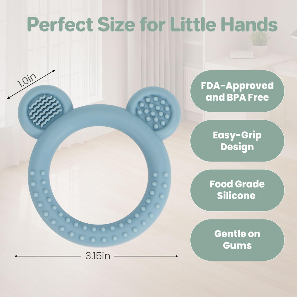 Eascrozn bear teether silicone ring: ergonomic grip for little hands.