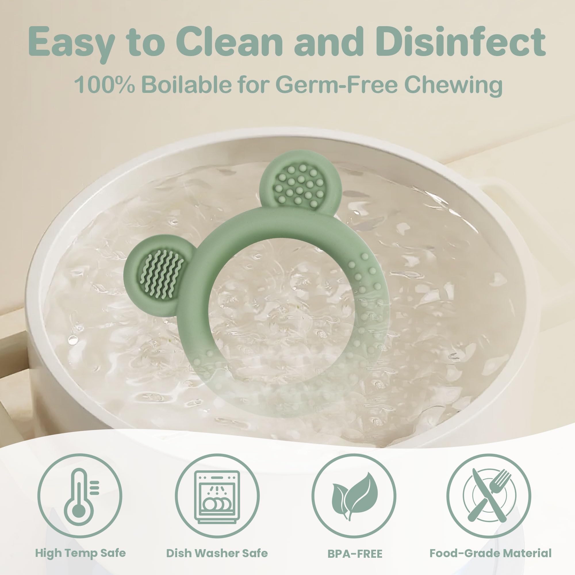 Eascrozn BPA-free silicone teether: safe chewing for infants.
