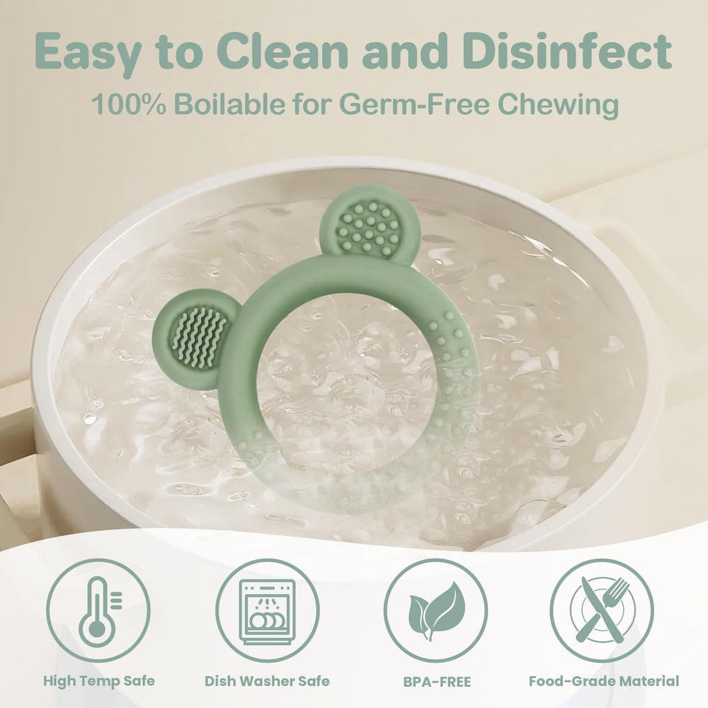 Eascrozn BPA-free silicone teether: safe chewing for infants.
