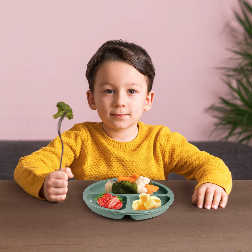 Eascrozn divided plates with separate compartments keep foods distinct while feeding.