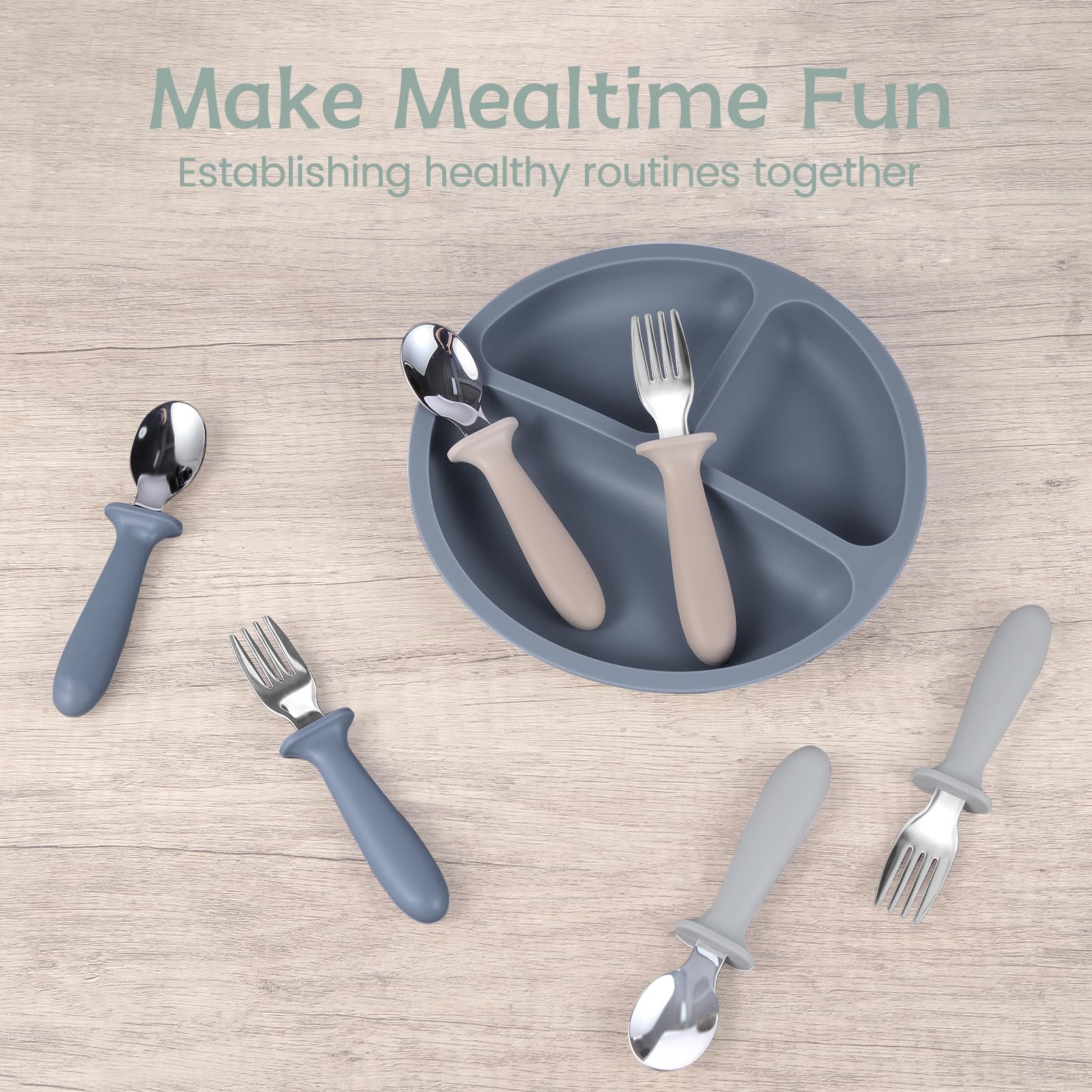 Eascrozn curved spoon angle guides food with minimal spills.