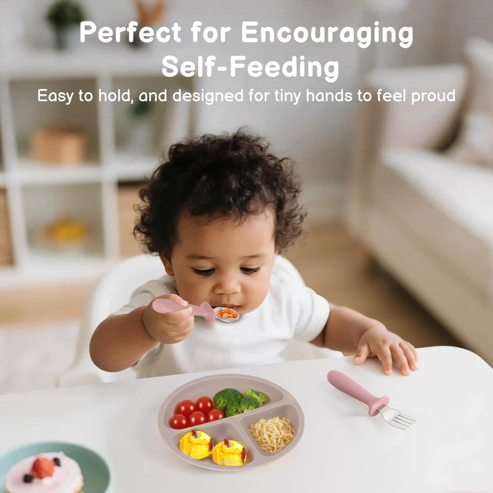Eascrozn ergonomic utensils promote confident self-feeding with little hands.