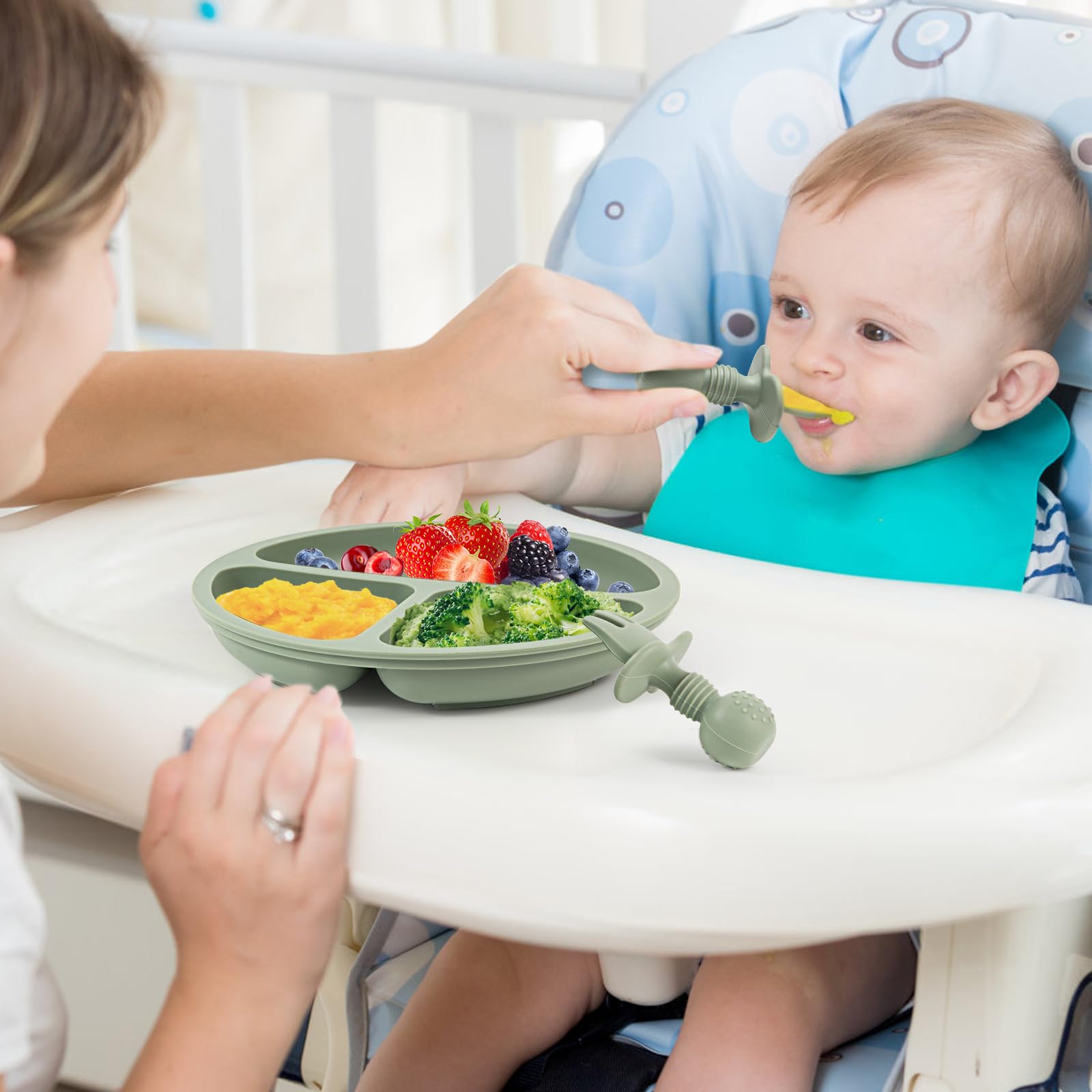 Eascrozn silicone baby forks for safe self-feeding practice