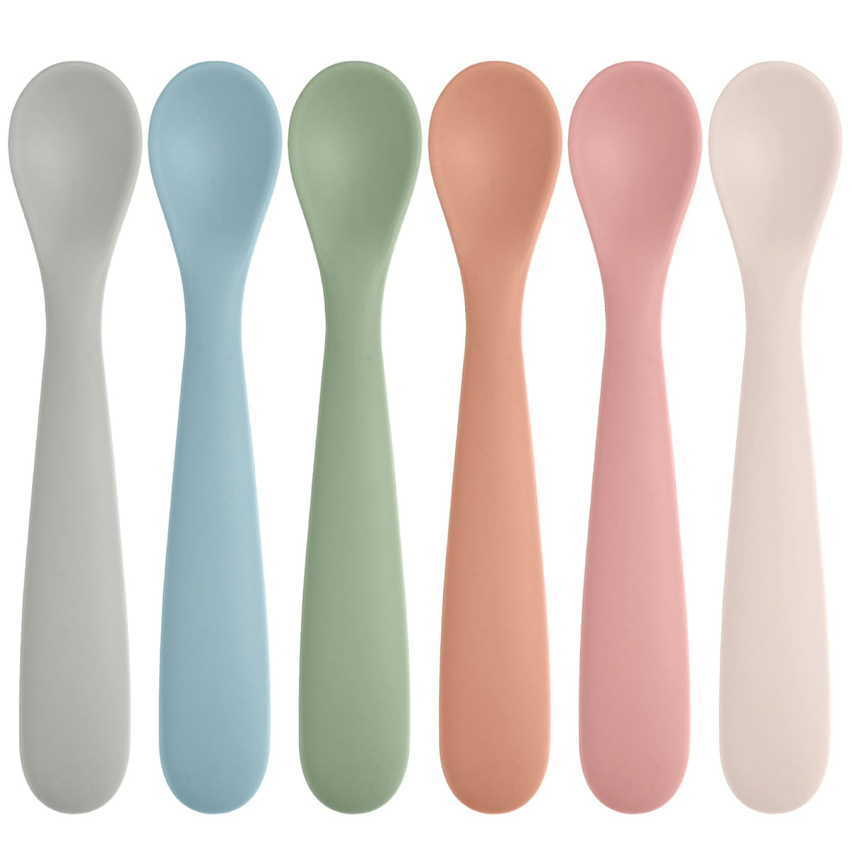 Eascrozn silicone baby spoons set in six colors for independent feeding