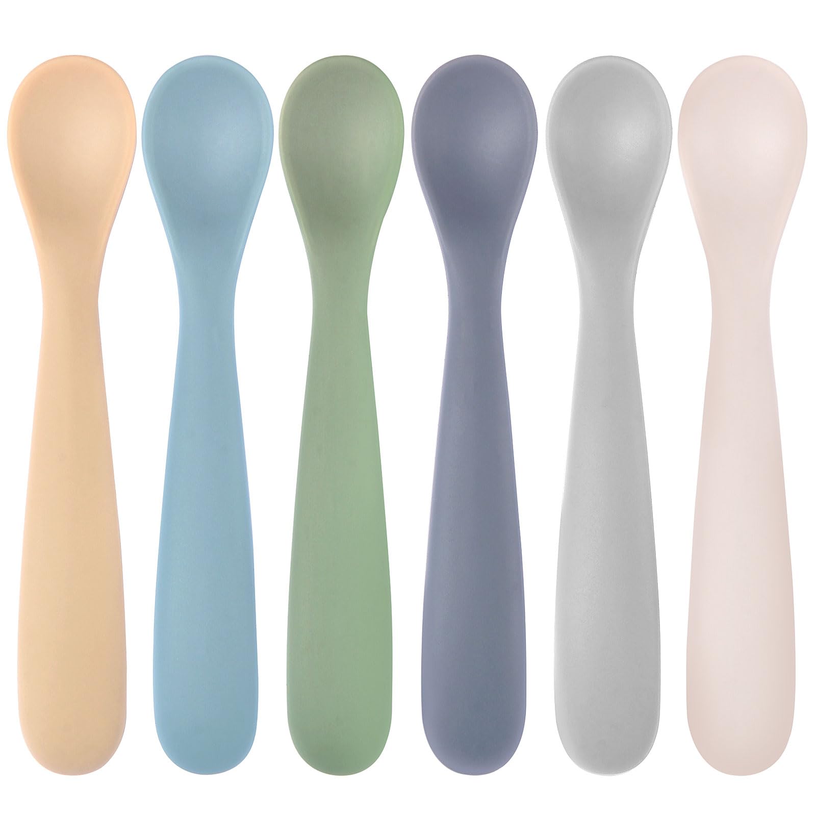 Eascrozn silicone baby spoon with a soft tip for gentle teething and self-feeding.