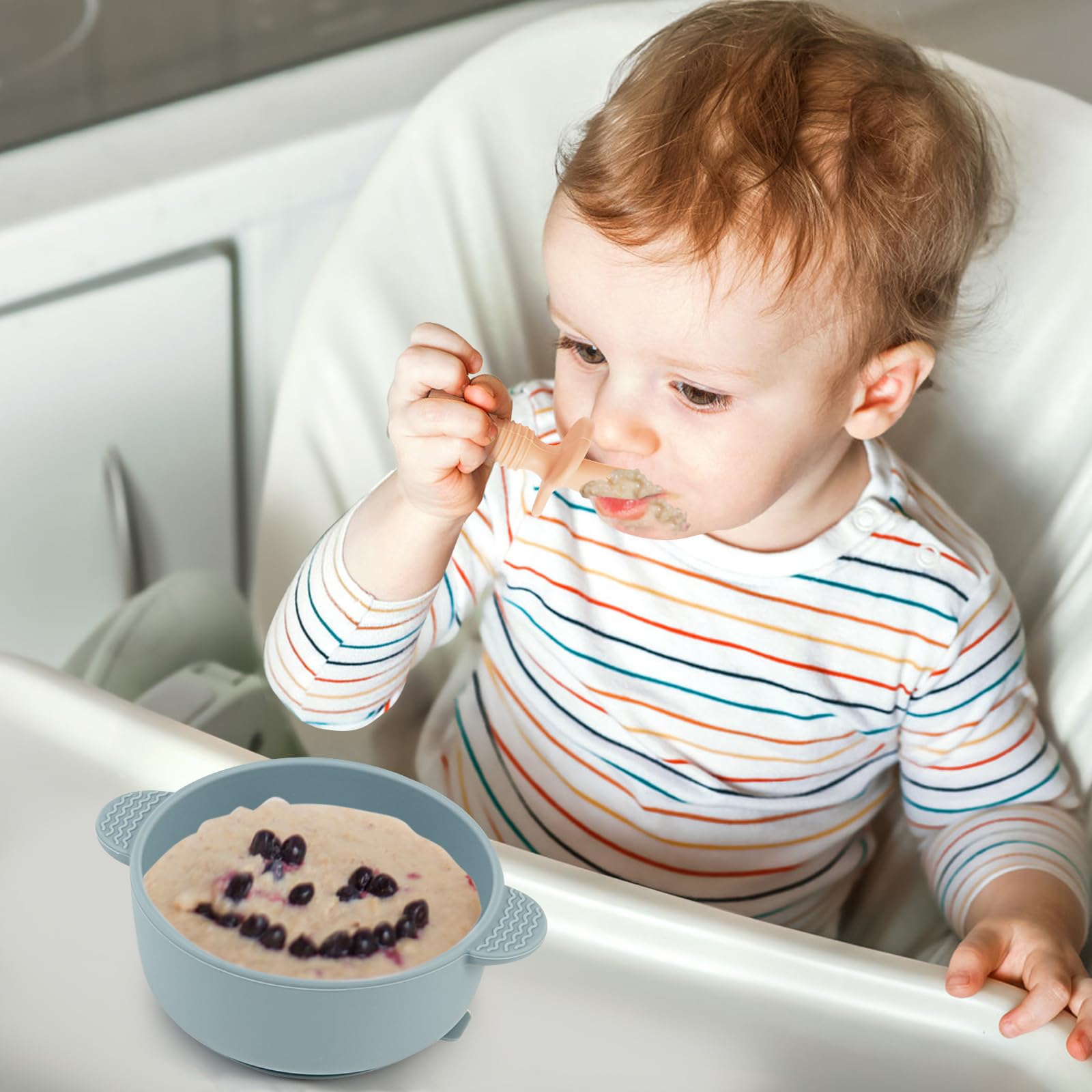 Eascrozn silicone baby spoons for gentle gums and easy grip