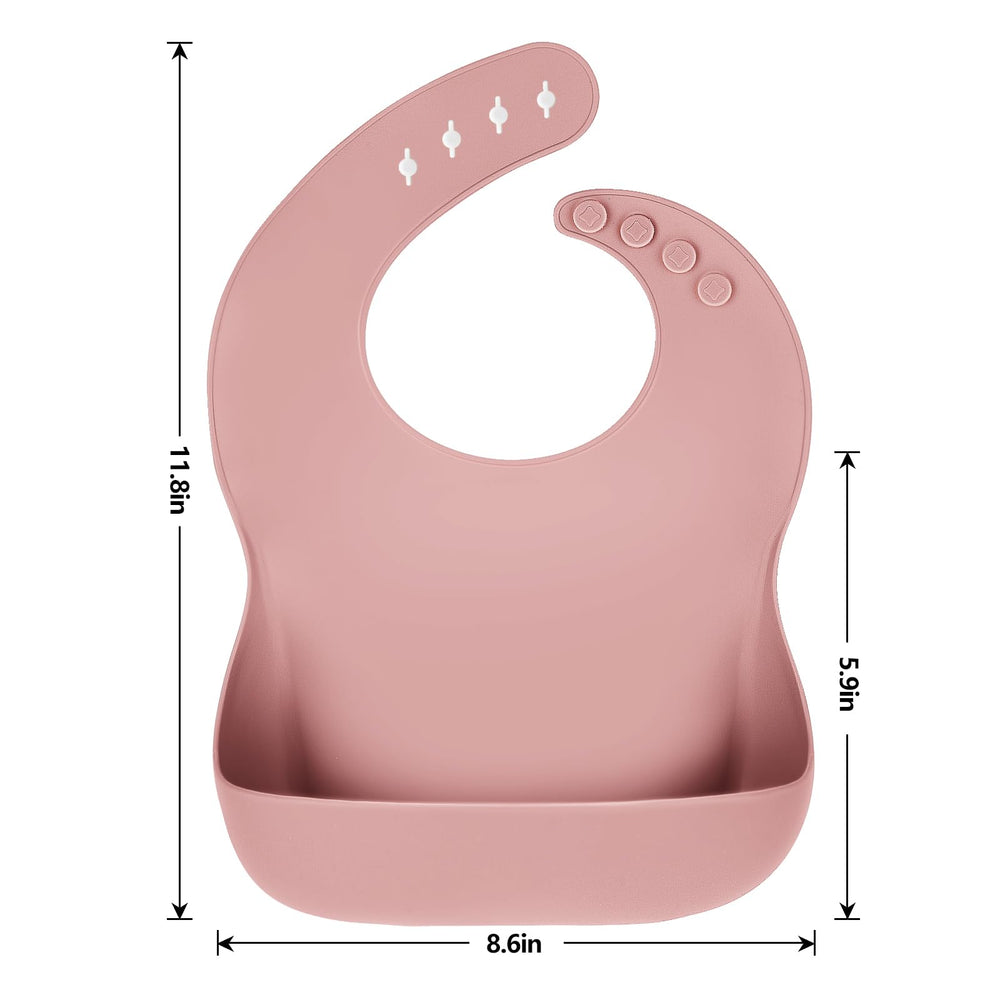 Eascrozn silicone bibs feature adjustable neck straps for growing babies from 0 to 72 months.