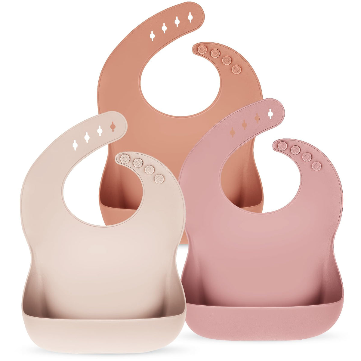 Eascrozn silicone bibs pack with deep pocket keeps spills contained for mess-free meals.