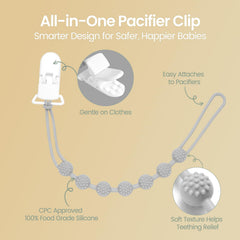 Eascrozn silicone pacifier clip is BPA-free and skin-friendly