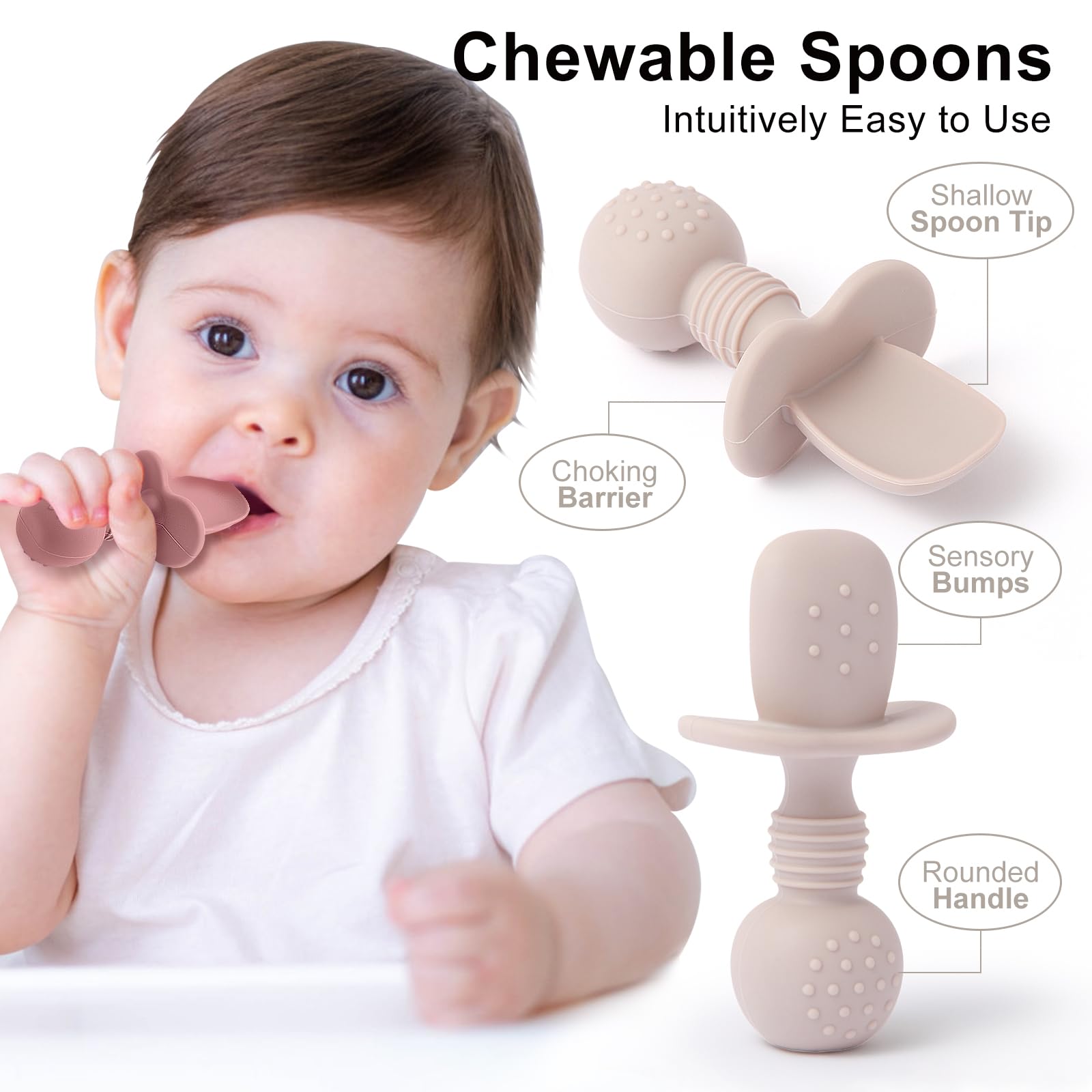 Eascrozn silicone toddler forks for safe, precise bites.