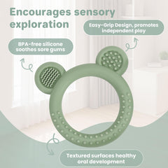 Eascrozn teether 3-pack: colorful set to engage baby during teething.