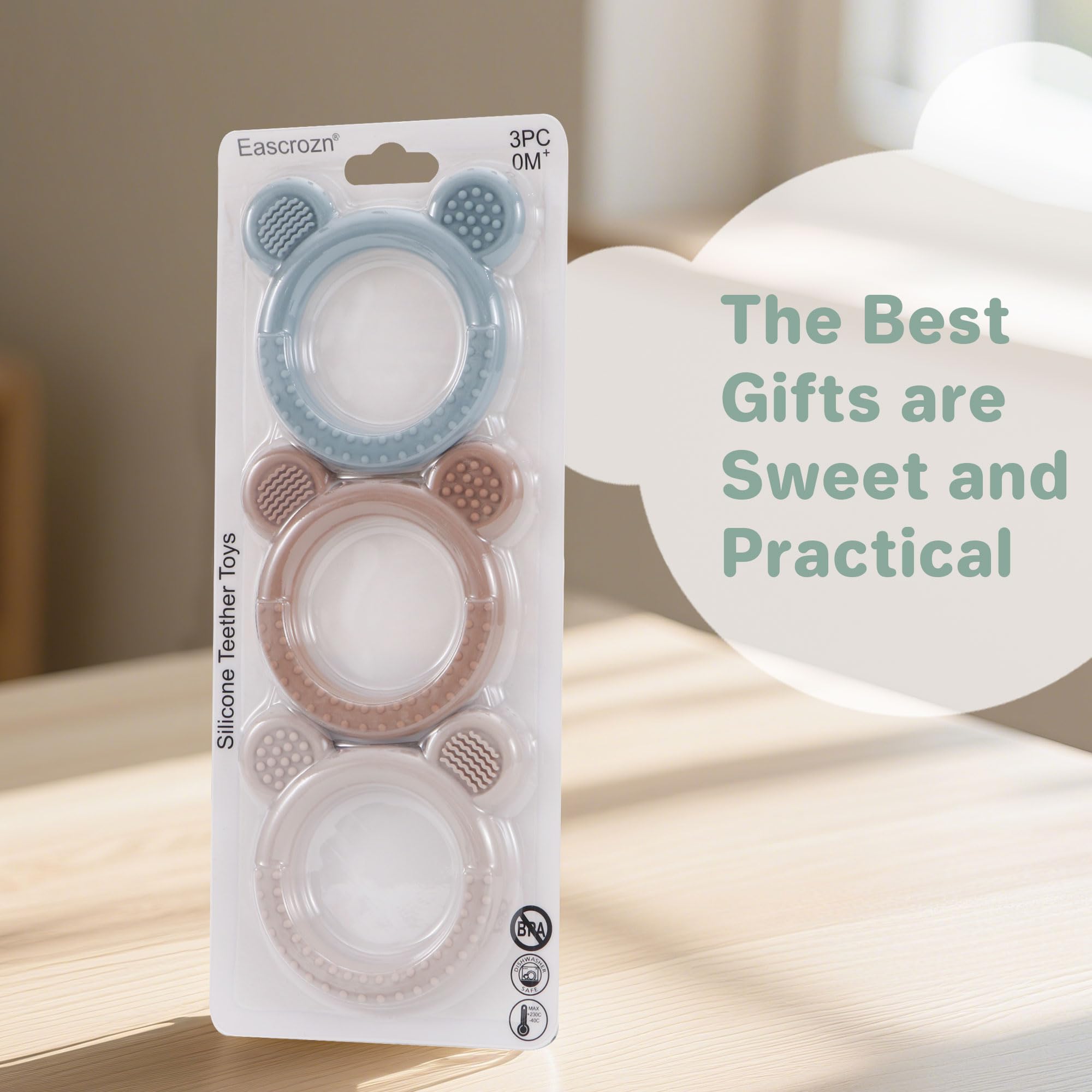 Eascrozn teether features easy-grip design for little hands