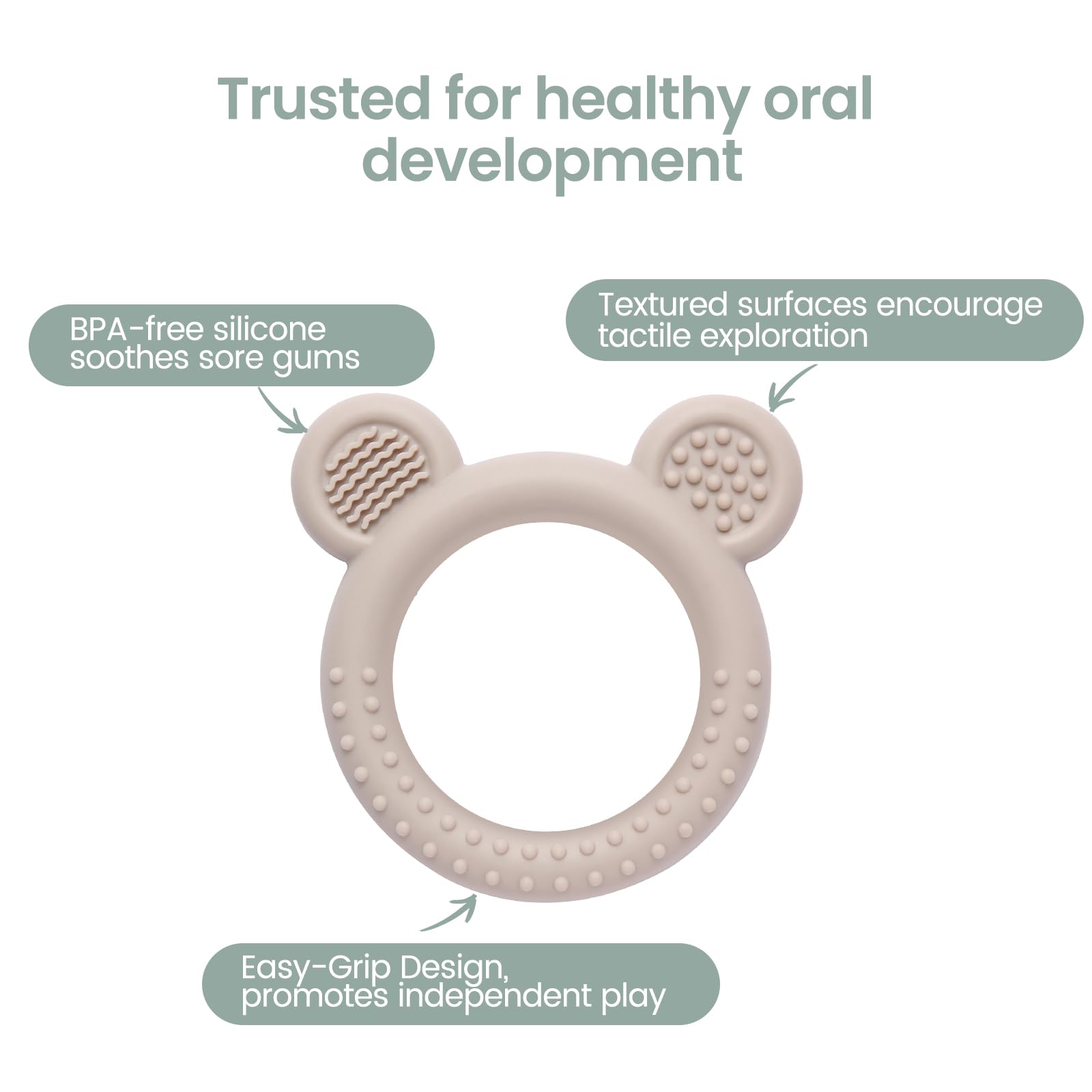 Eascrozn teether worn on the wrist for hands-free play