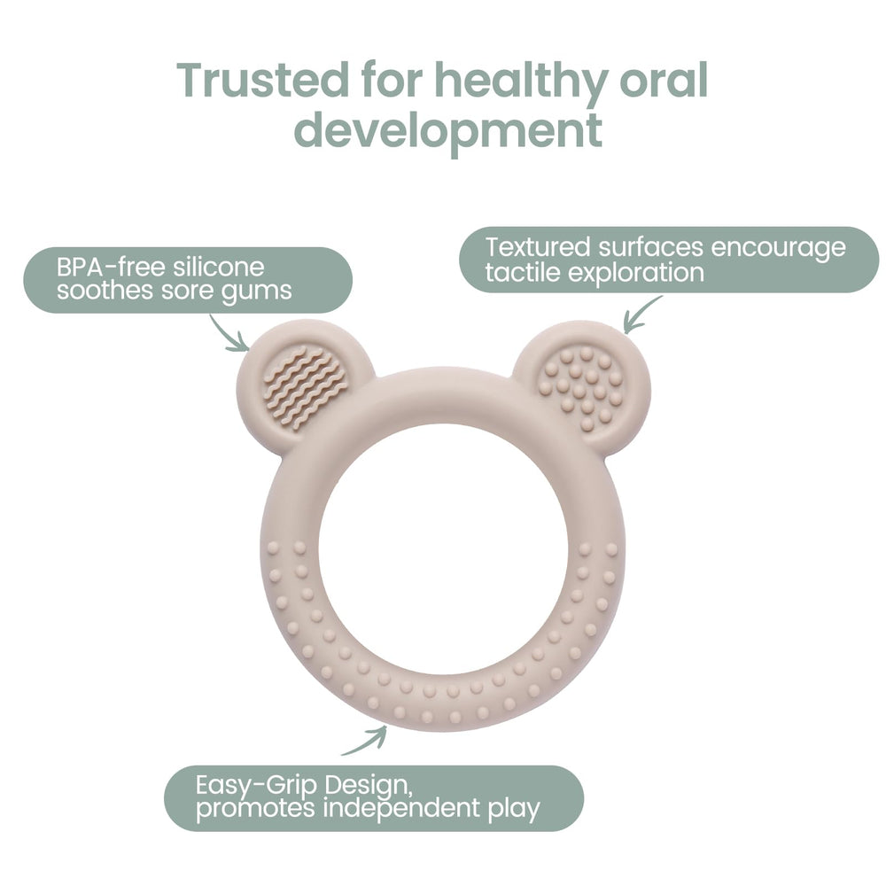 Eascrozn teether worn on the wrist for hands-free play