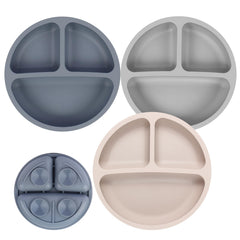 Eascrozn toddler plates 3-pack with suction base secure on trays, reducing spills