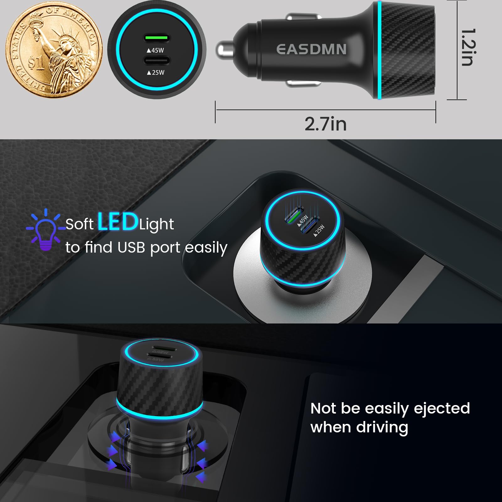 EASDMN package includes two chargers, two cables, and welcome guide for easy setup.