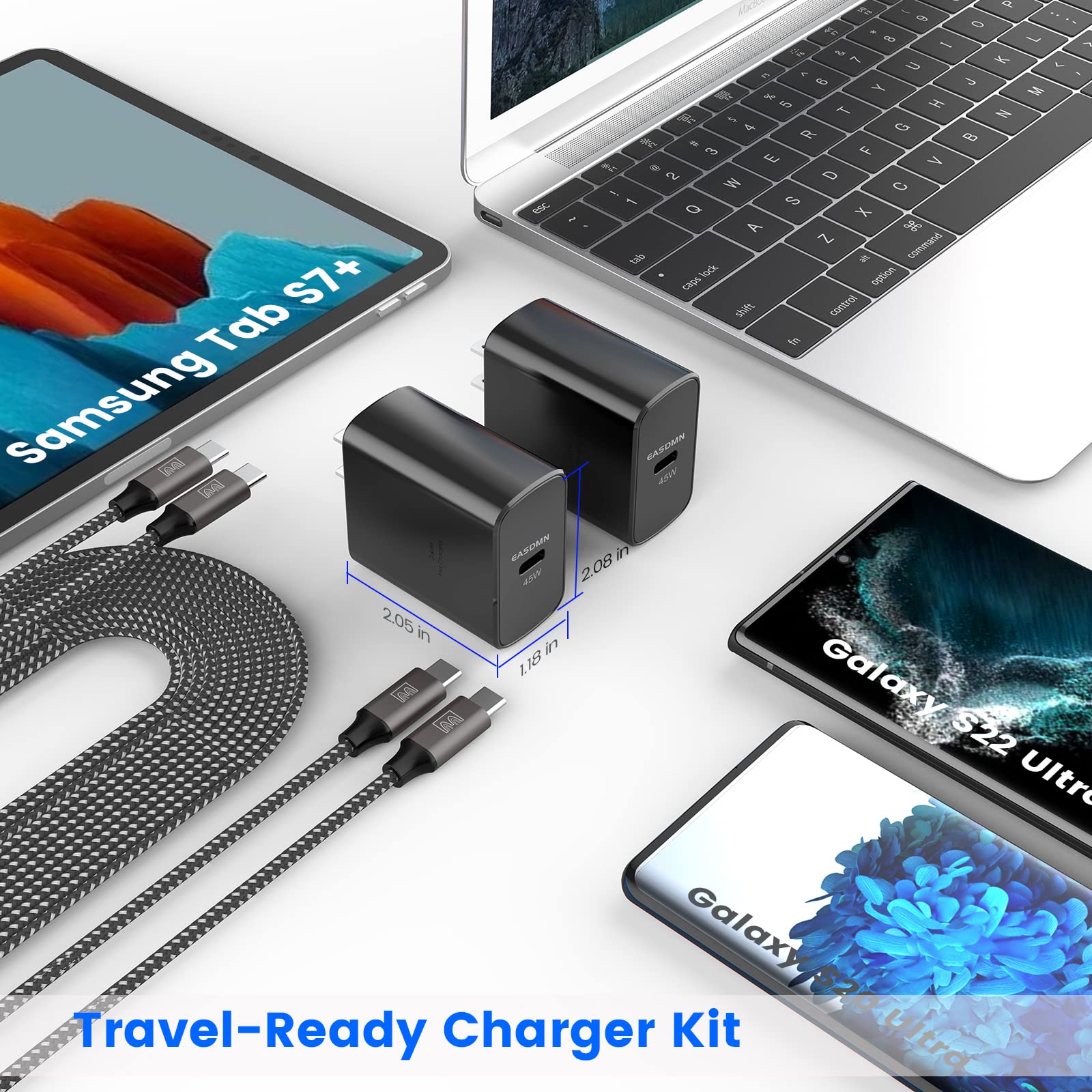 EASDMN travel-ready charger paired with luggage for on-the-go charging.