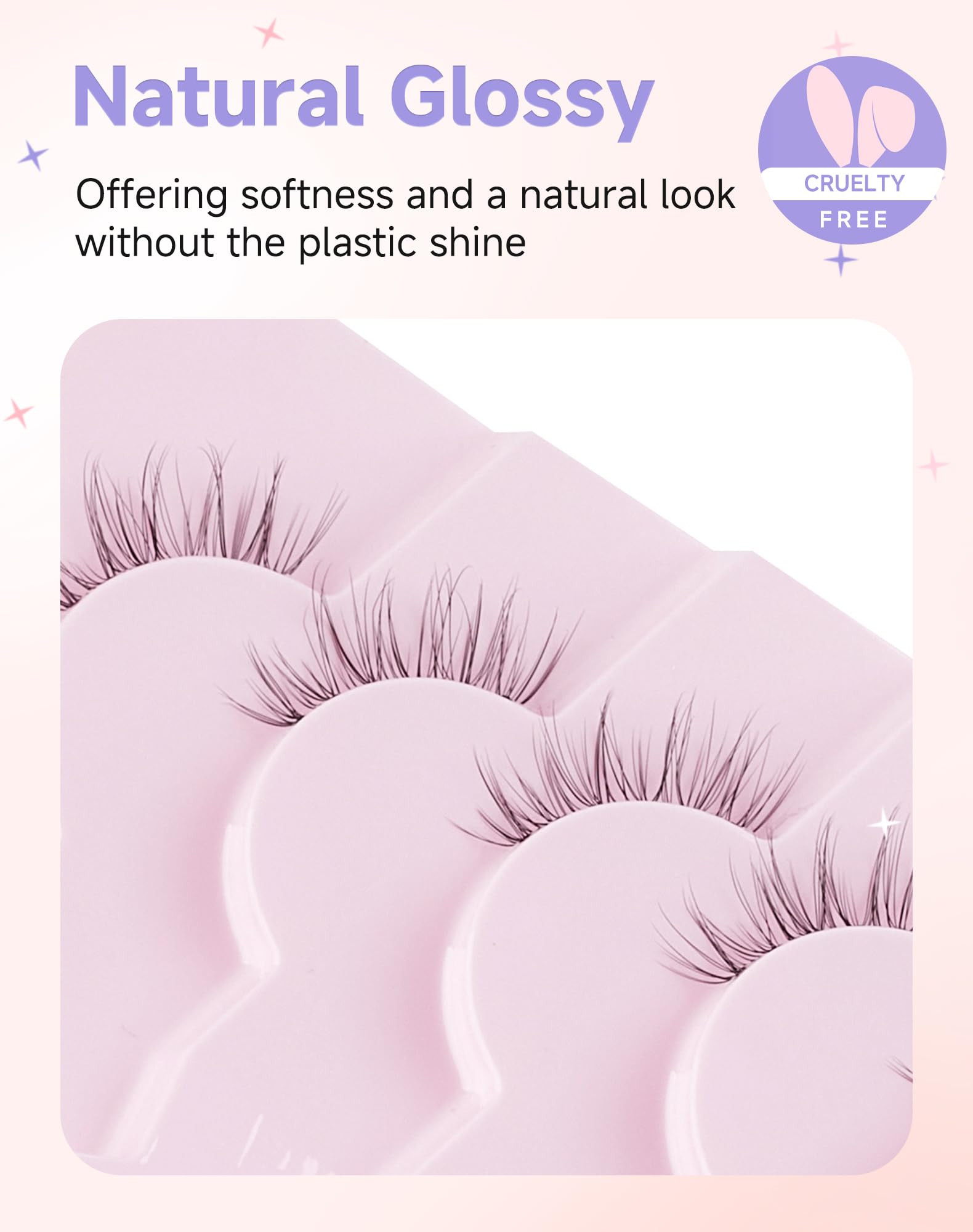 Easeful Half Lashes: flat band enhances adhesion for long wear.