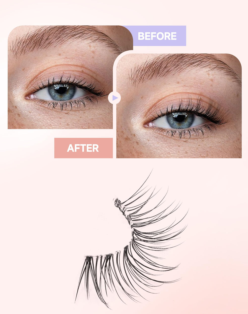 Easeful Half Lashes: matte fibers deliver natural, non-shiny finish.