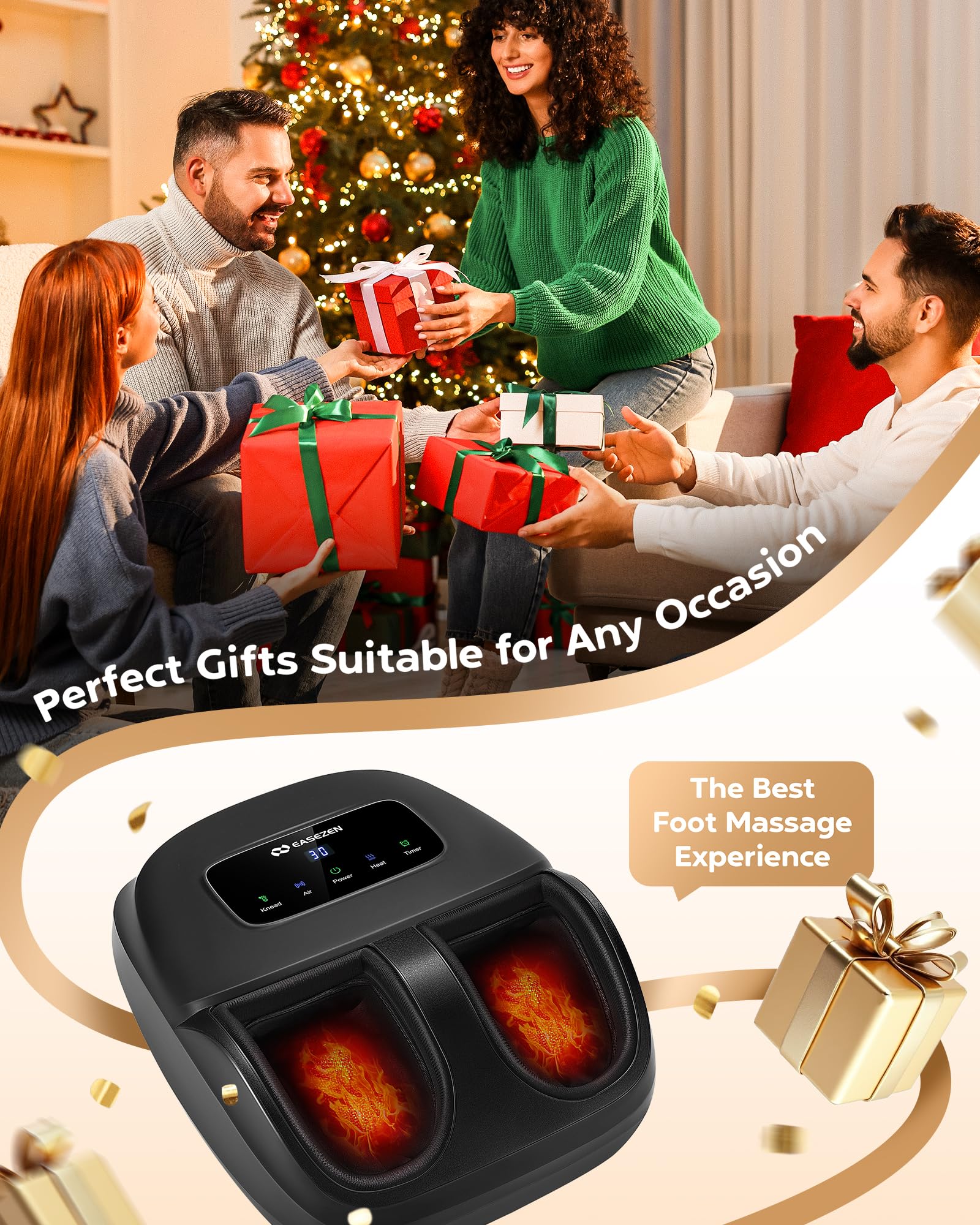 EaseZen foot massager size 14 compatibility supports most adults at home.