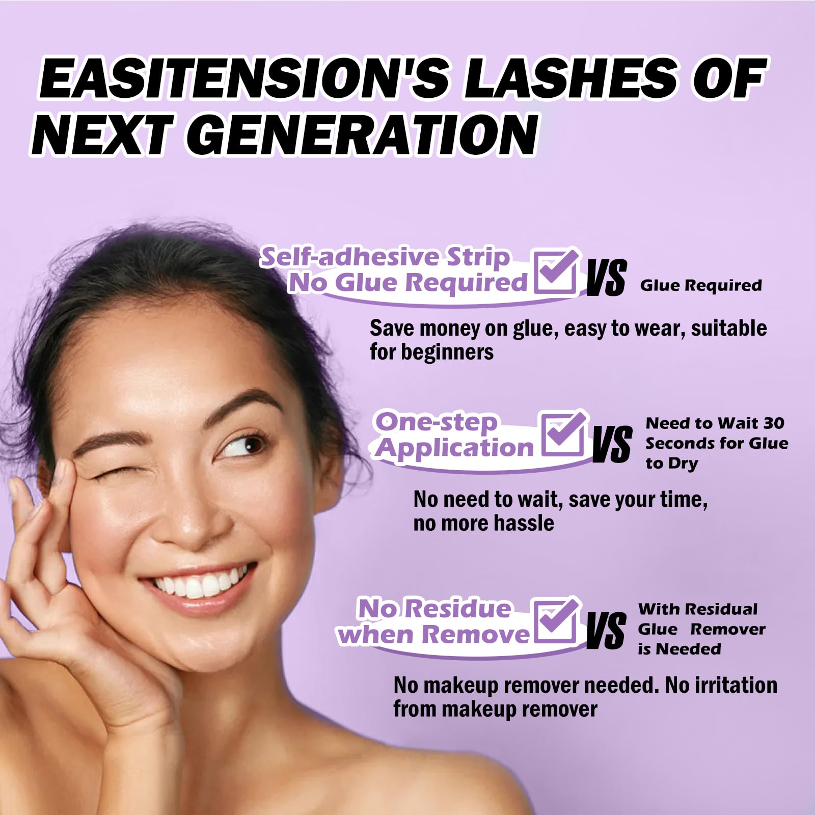 EASITENSION premium materials closeup soft natural looking lash extensions