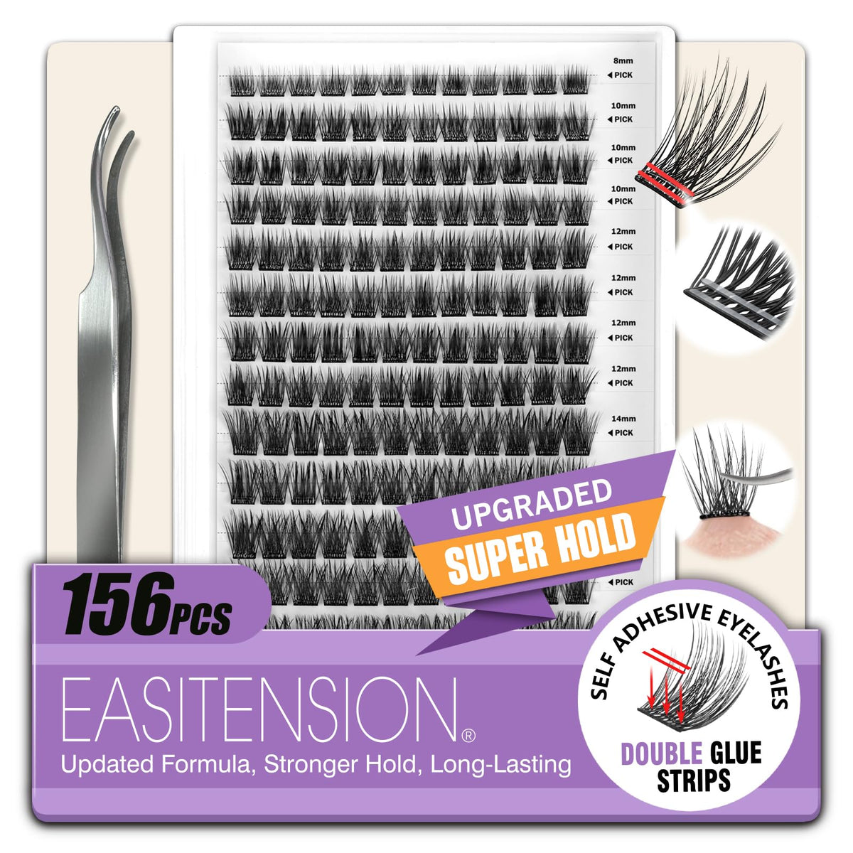 EASITENSION self-adhesive lash clusters kit front view showing convenience