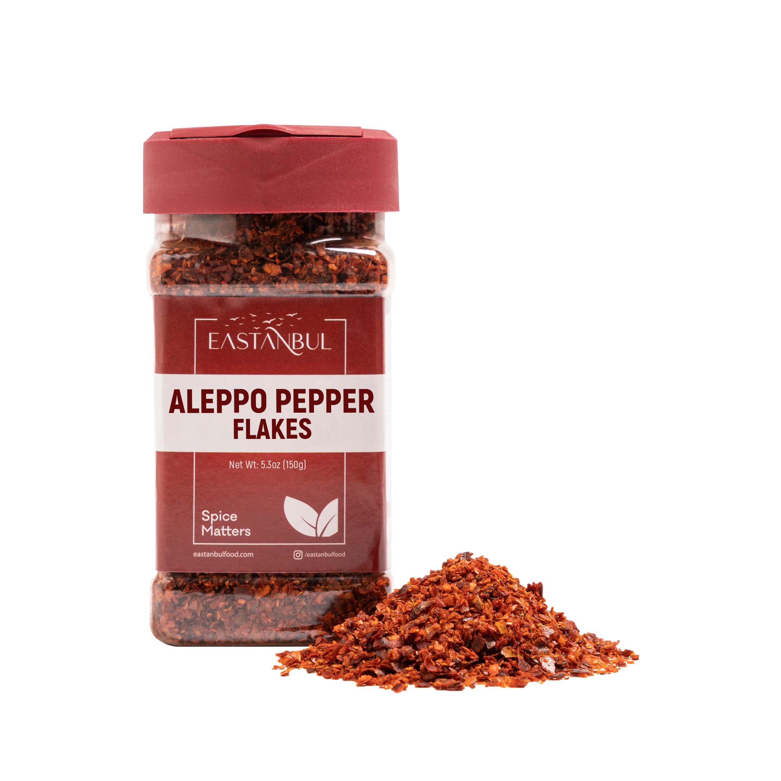Eastanbul Aleppo Pepper flakes in a jar add nuanced heat and aroma