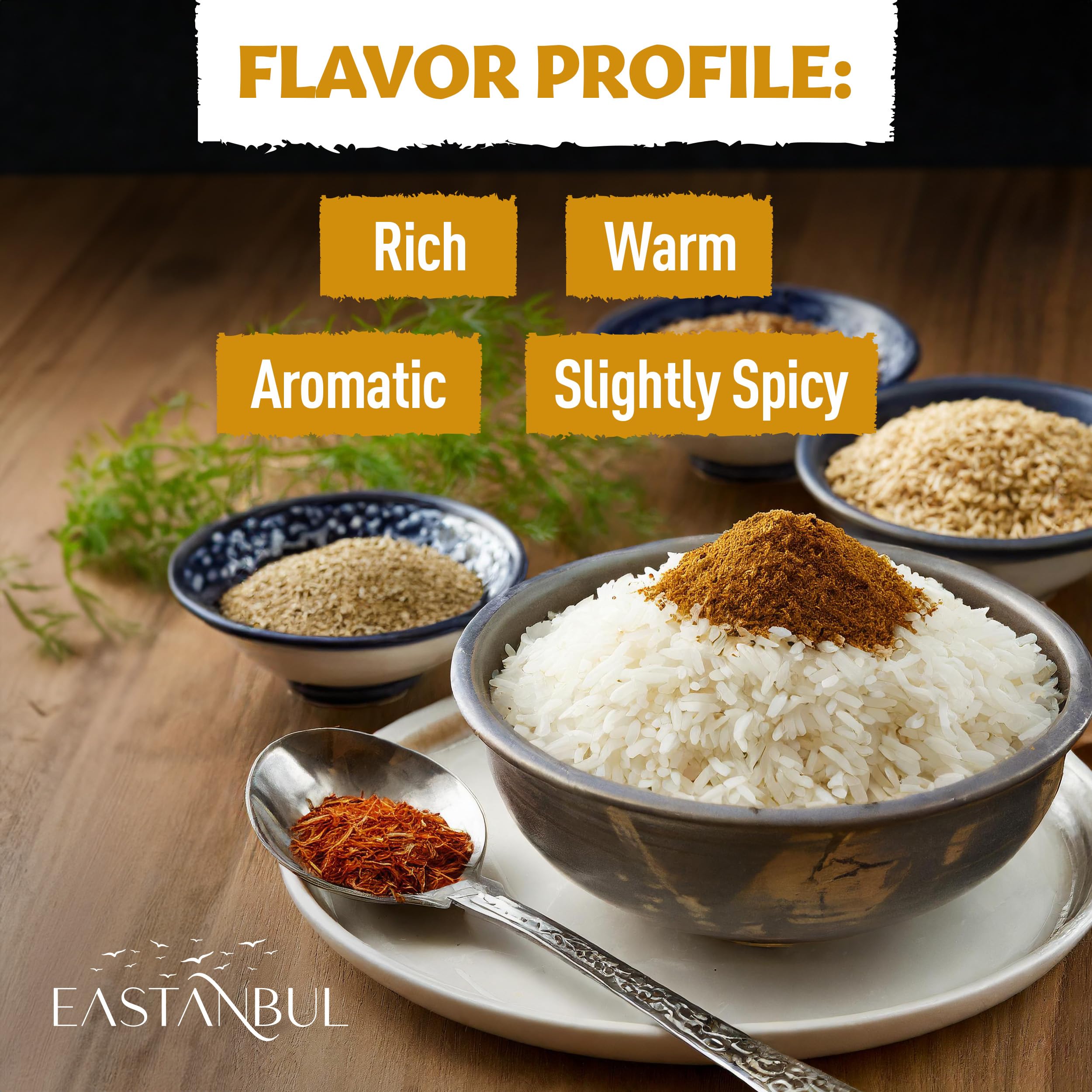 Label front shows Eastanbul Baharat name and 4.94oz size