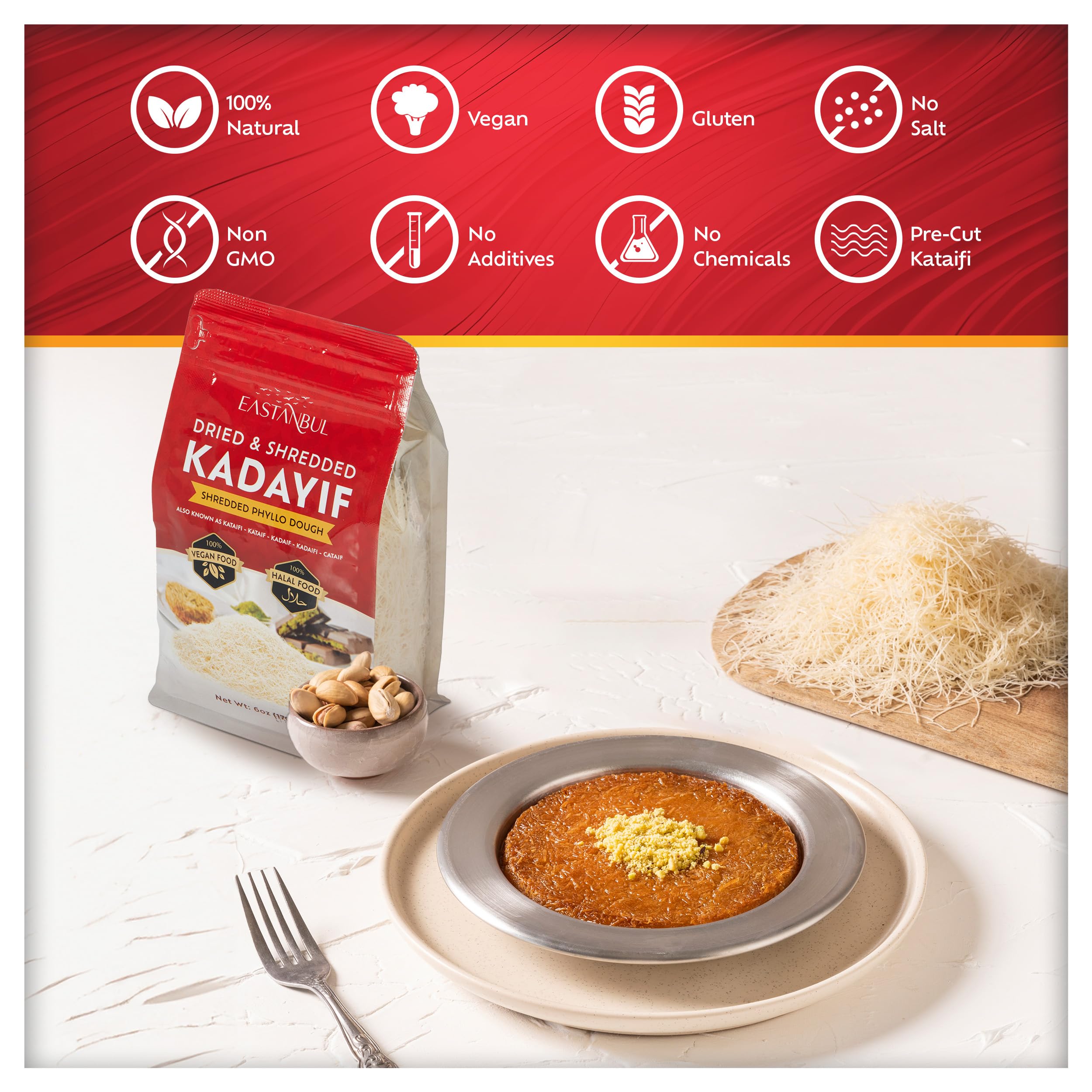 Eastanbul kataifi vacuum sealed box keeps dough pristine.