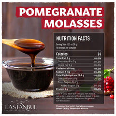 Eastanbul pomegranate molasses being poured to glaze meats and vegetables