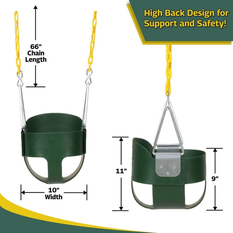 Adjustable chain length on Eastern Jungle Gym toddler swing