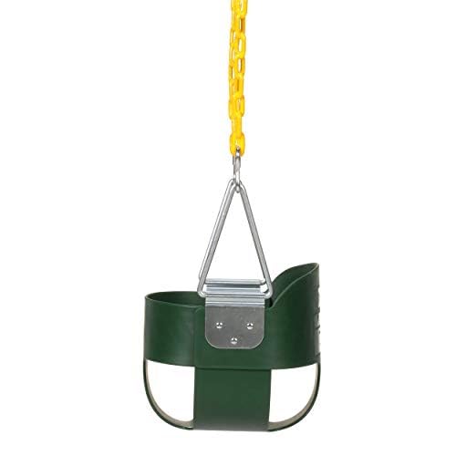 Plastisol-coated chains reduce pinch points on Eastern Jungle Gym swing