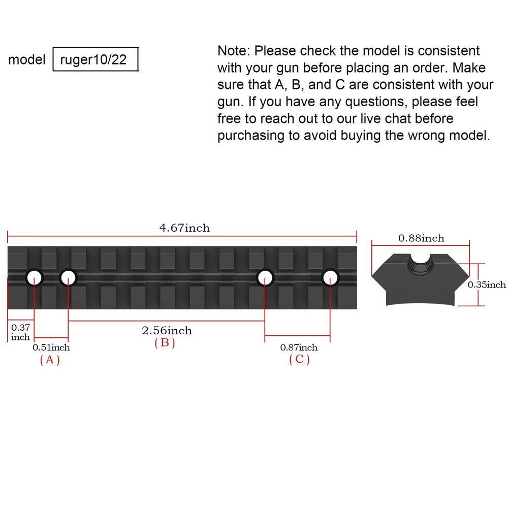 Eastern Tactical Supply Ruger 10/22 6061-T6 aluminum rail delivers durable performance.