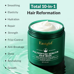 Eastgirl hair mask with Moroccan oils for hydrated, frizz-free styling.
