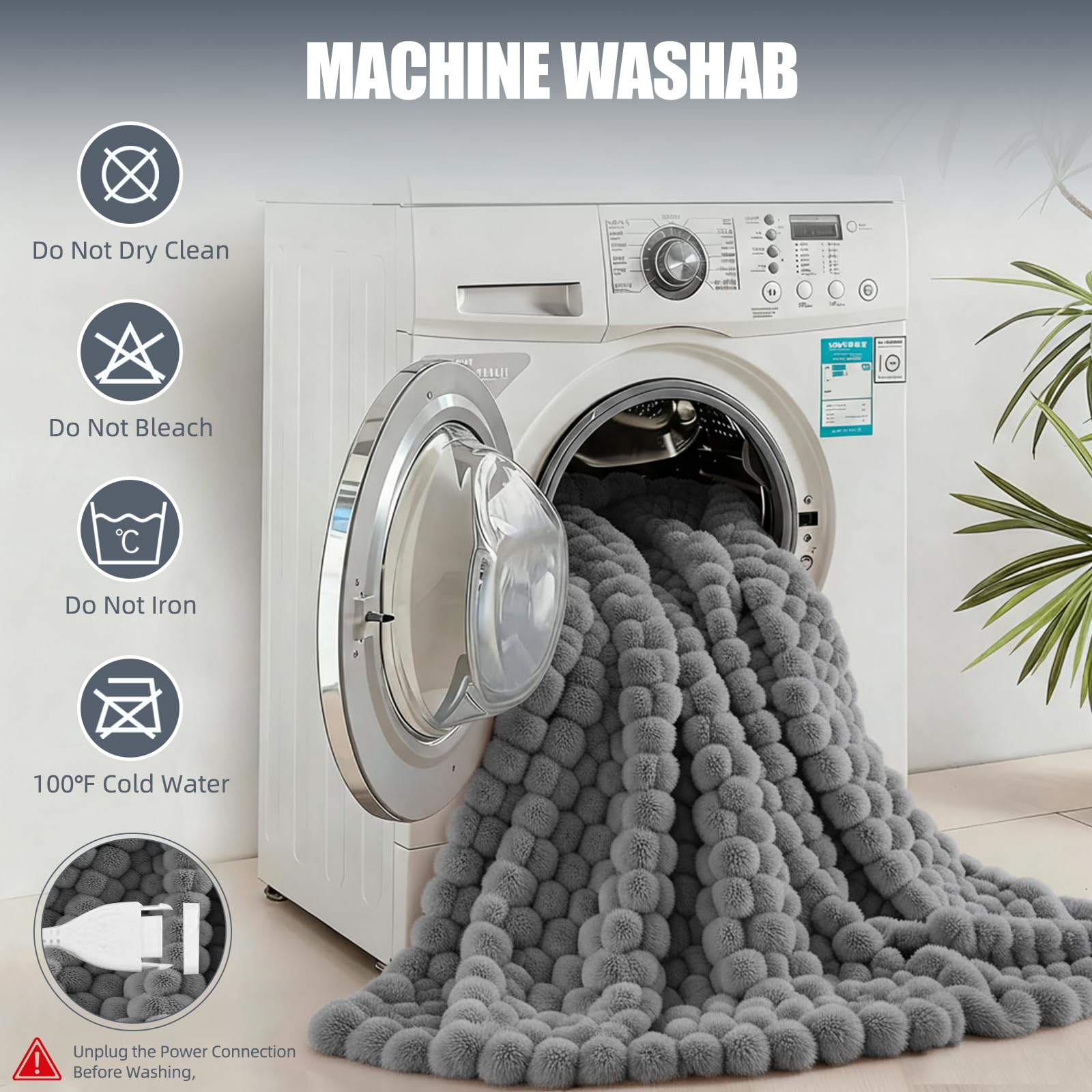 Eastsora detachable power cord for easy machine washing.