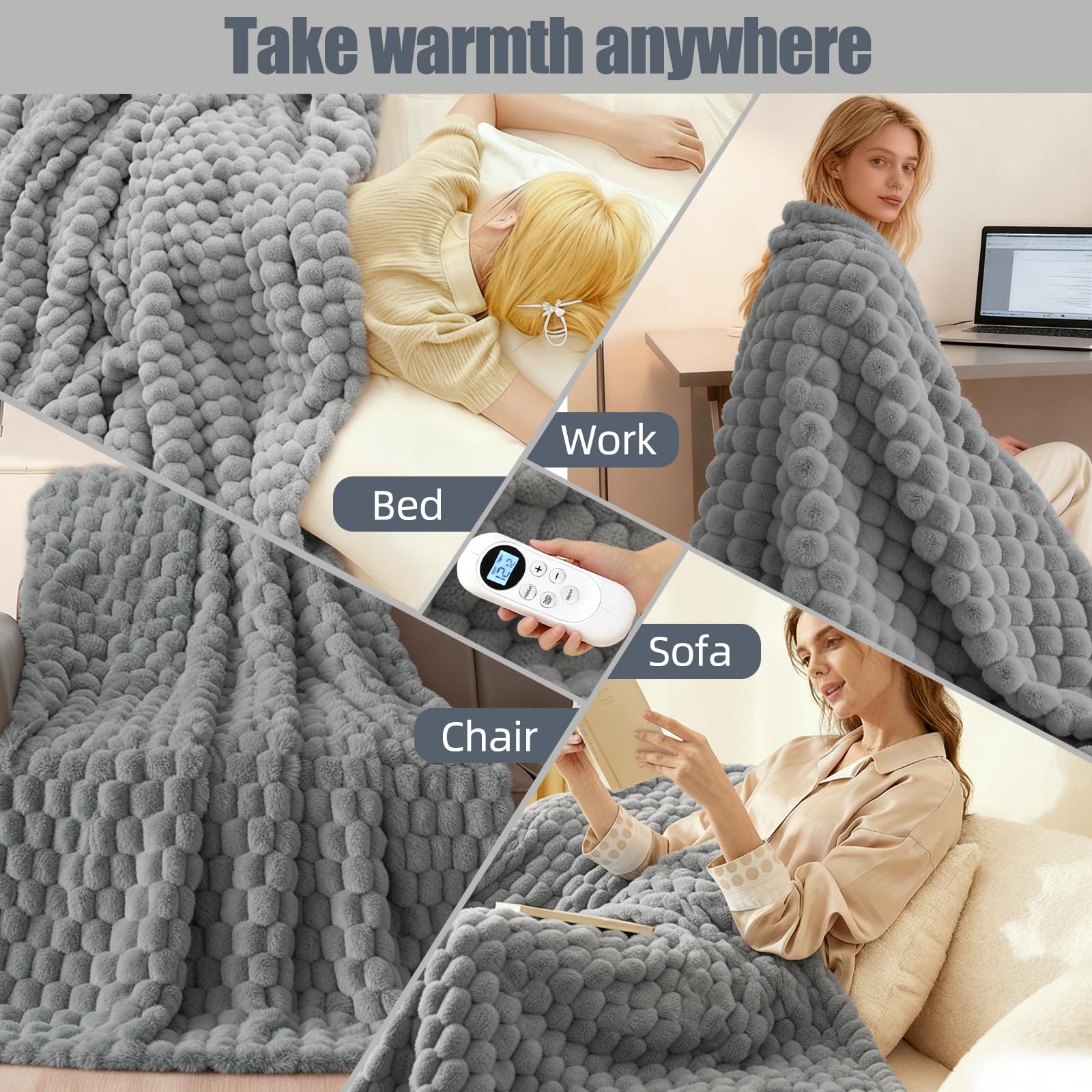 Eastsora machine washable heated blanket throw keeps fabric soft.