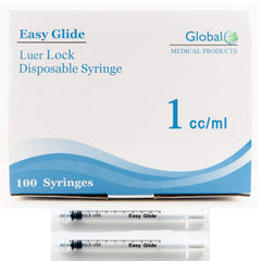 Easy Glide 1ml Luer Lock syringe with clear barrel for precise dosing and smooth plunger