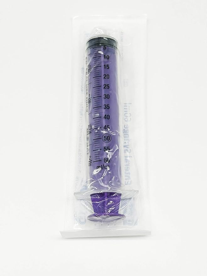 Easy Glide 60cc enteral syringe with ENFit connector for safer connections.