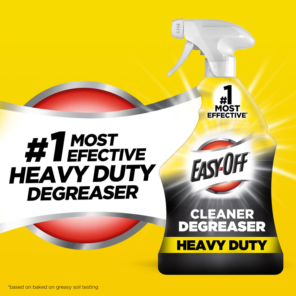 Easy-Off Heavy Duty Degreaser on grill grate reveals a brighter, cleaner finish