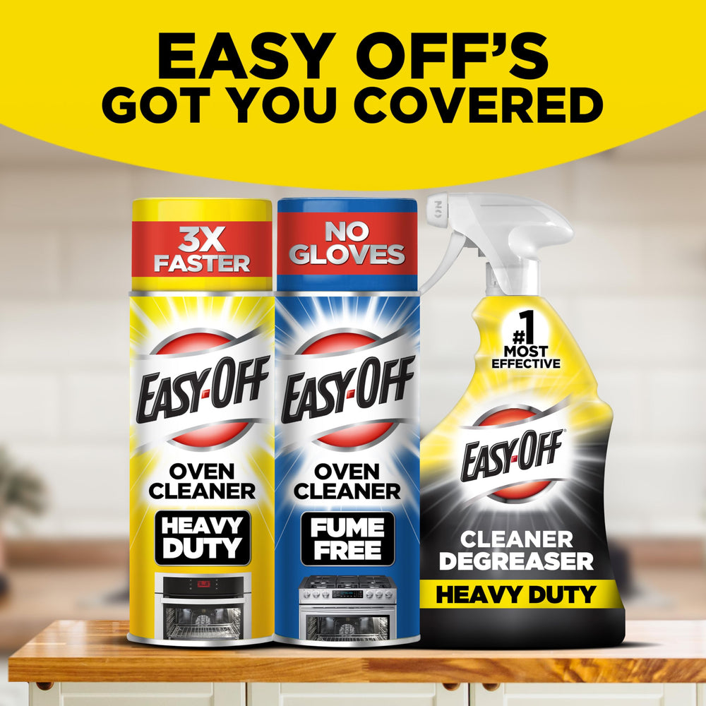 Easy-Off Heavy Duty Degreaser on oven exterior leaves a clean finish