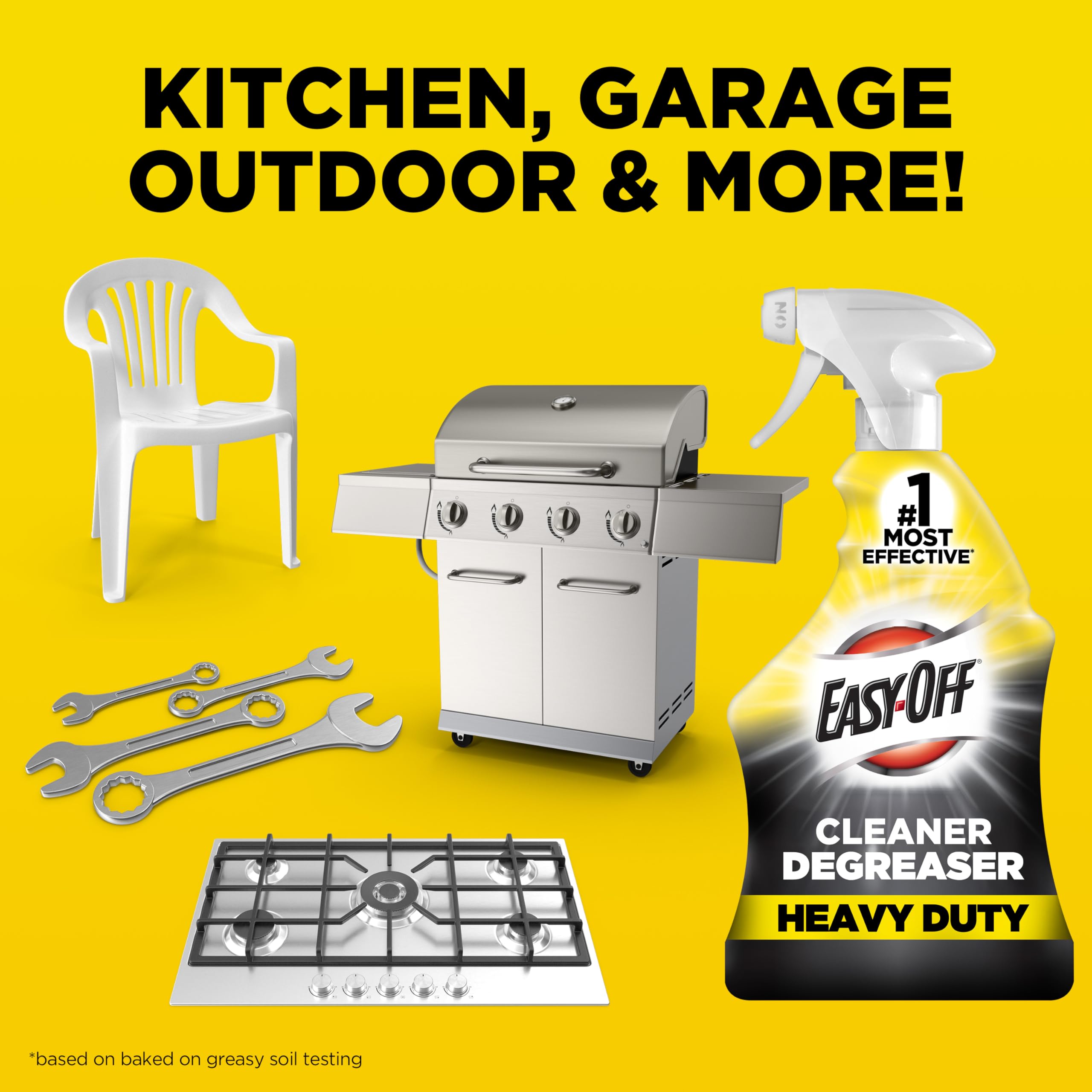 Easy-Off Heavy Duty Degreaser on patio furniture delivers a refreshed look