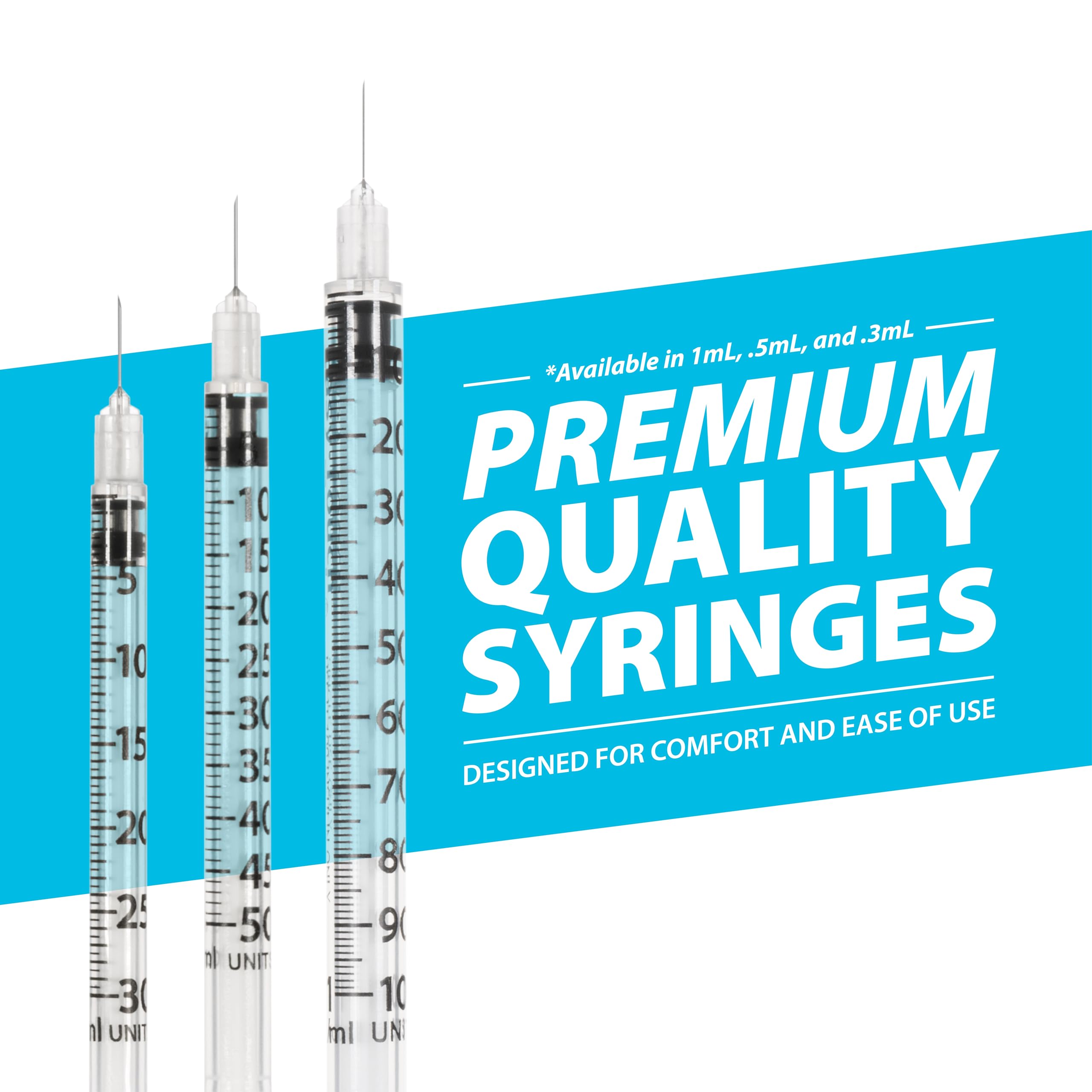 Easy Touch 30G needle ensures precise, comfortable dosing with bold measurements