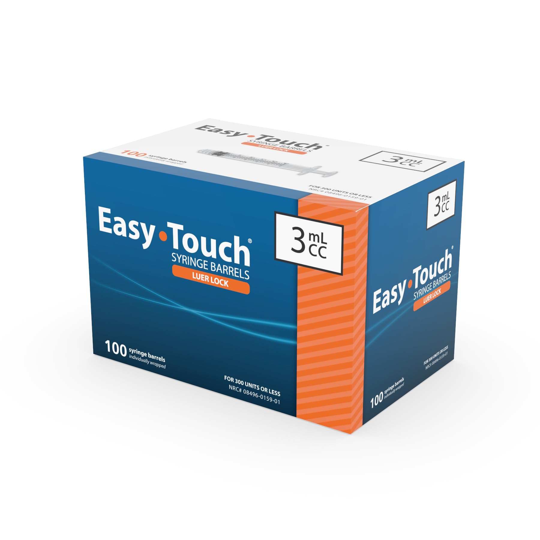 Easy Touch Luer-Lock syringe barrel 3ml with clear, precise dosing scale.