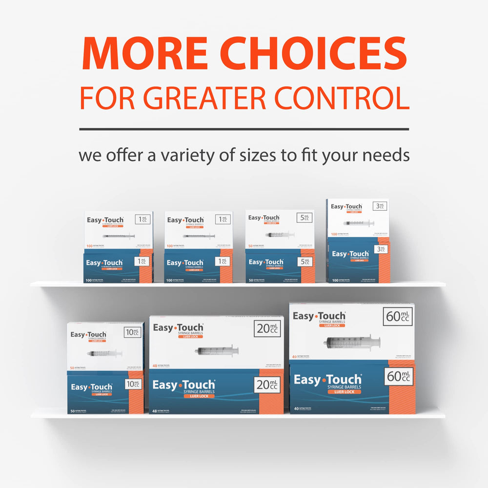 EasyTouch Luer-Lock secure connection on needle-free syringe