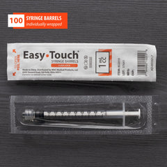 EasyTouch syringe shows Luer-Lock connection for secure assembly