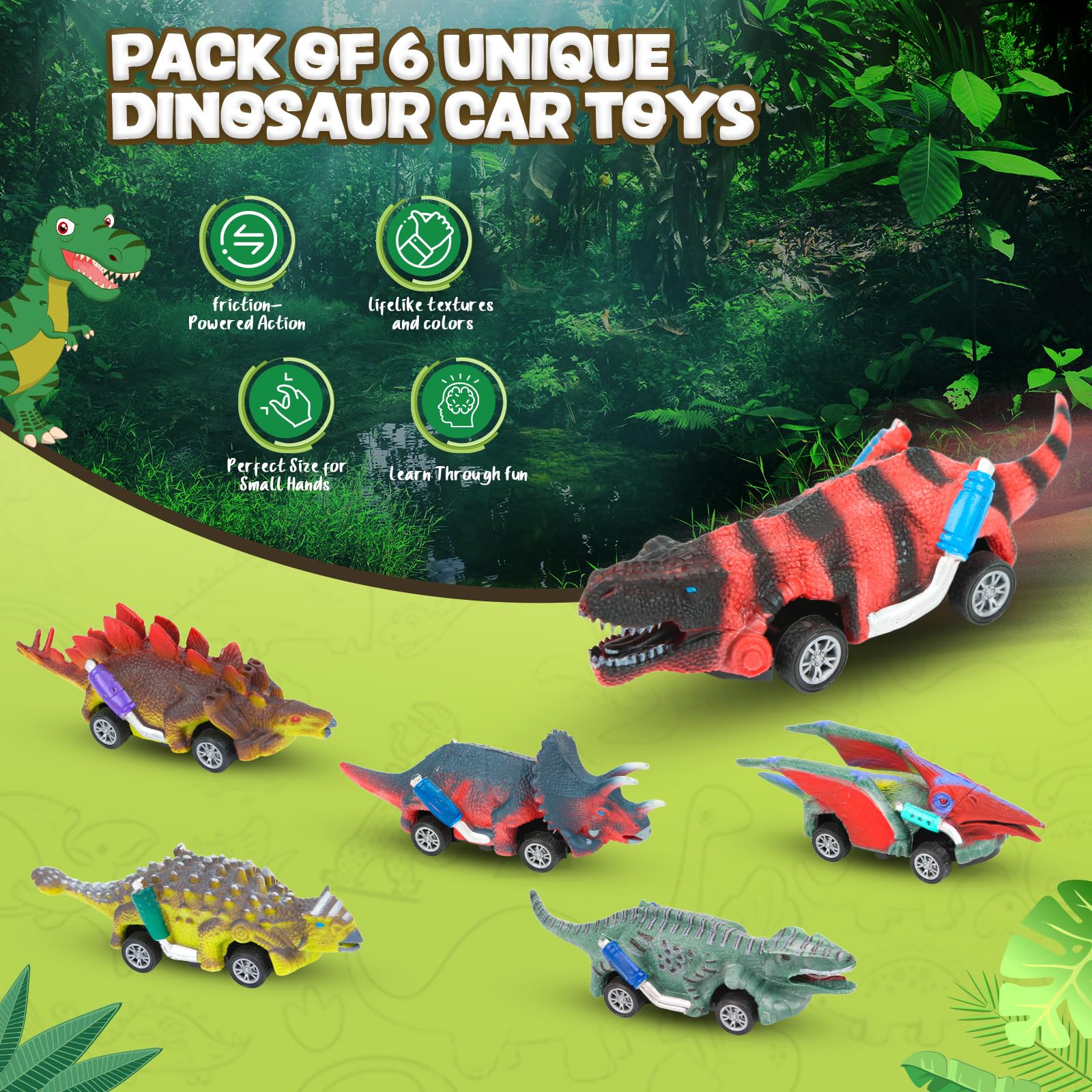 EASYFUN Triceratops pull-back car sparks playful dinosaur adventures