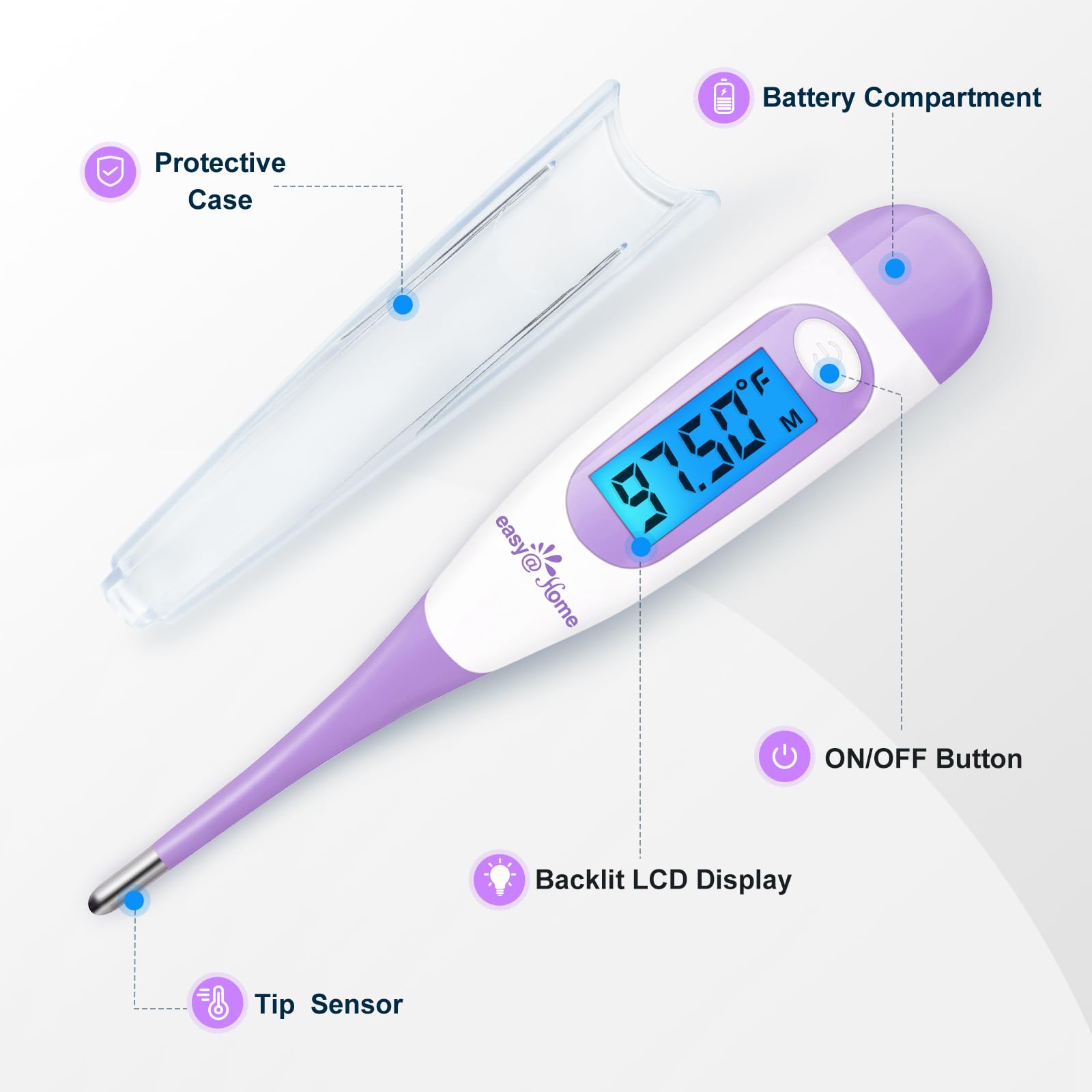Easy@Home thermometer completes reading in about 90 seconds.