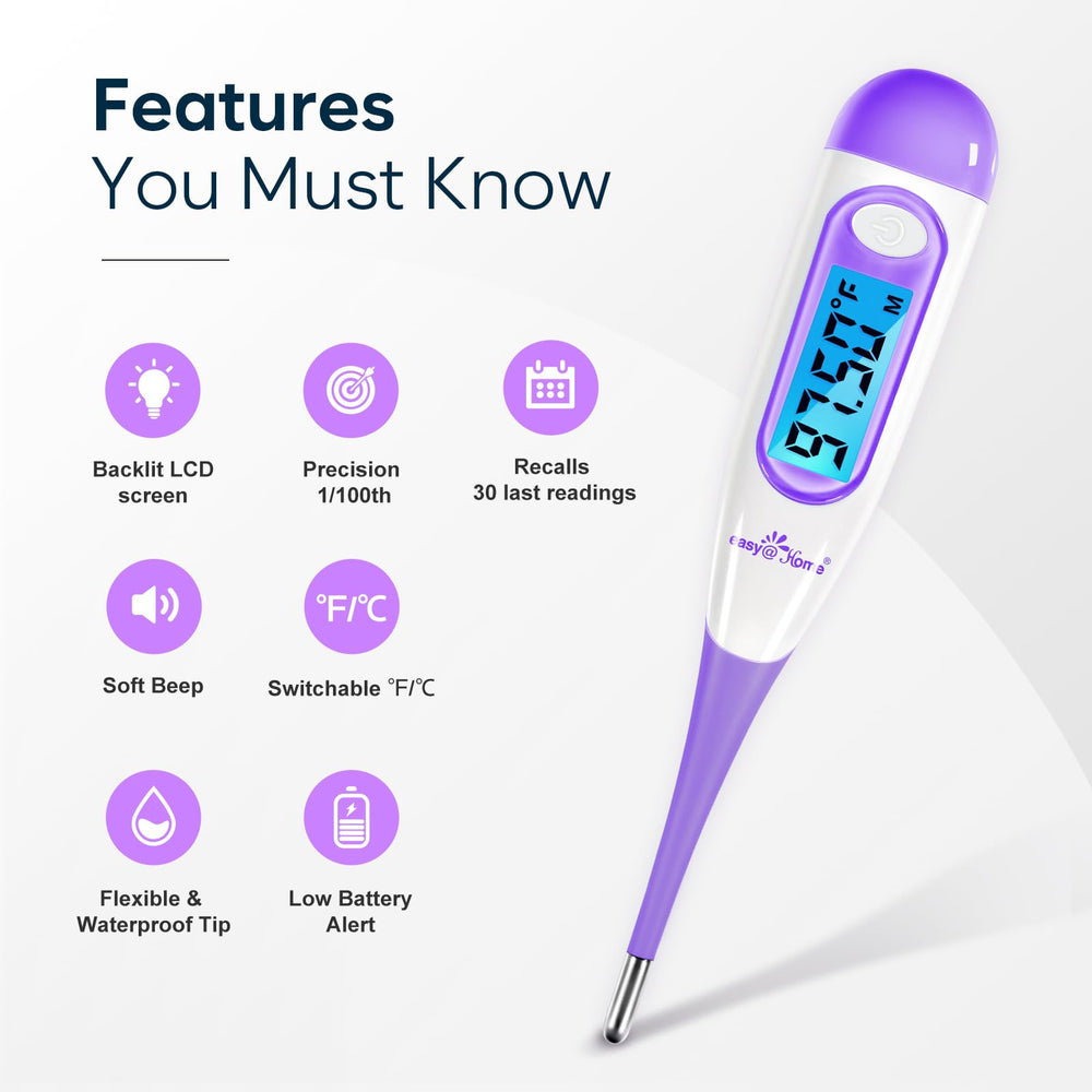 Easy@Home thermometer delivers 1/100 degree precision for accurate tracking.