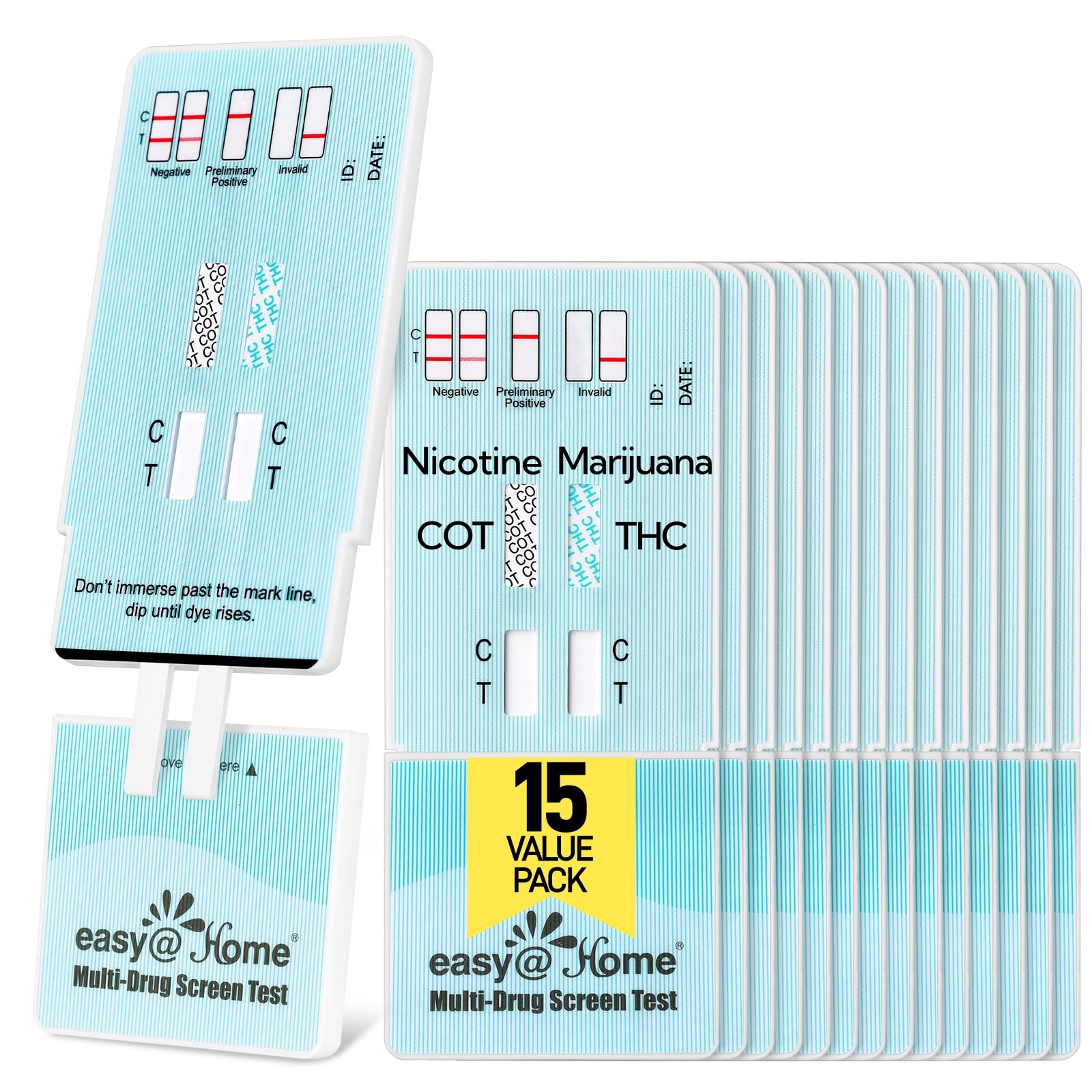 Easy@Home multi-drug screen 15-pack front view for convenient at-home testing.