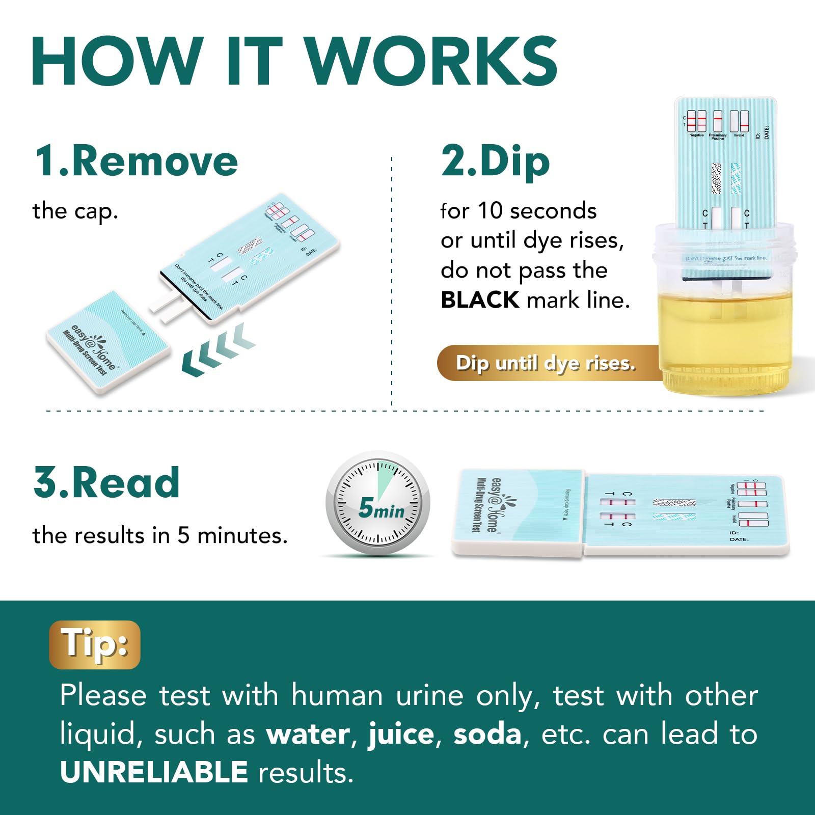 Easy@Home THC and nicotine test strip in action for quick insights.